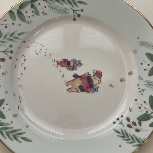 Disney Winnie the‎ Pooh & Piglet 10.5" Dinner Plate Christmas REPLACEMENT PIECE - Picture 7 of 8